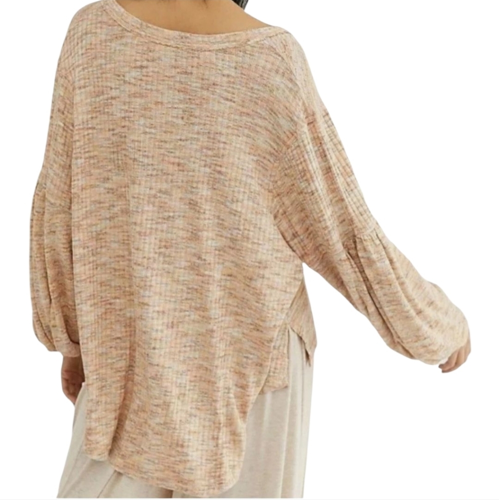 FREE PEOPLE Happy Day Boho Knit Puff Sleeve Sweater, size S - Picture 2 of 10